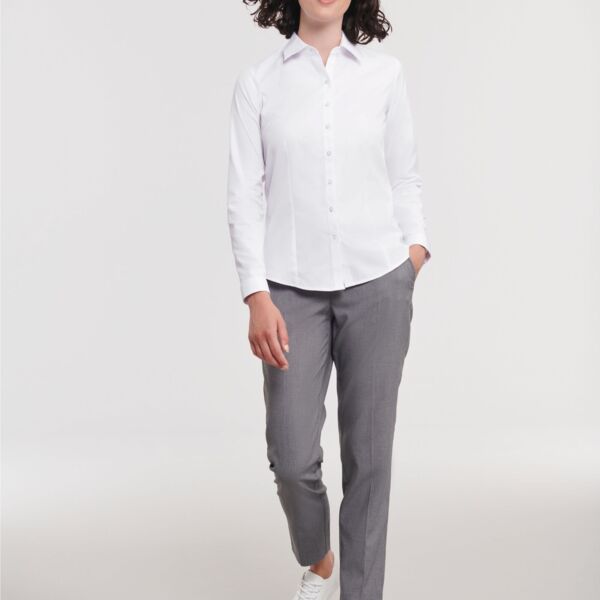 Ladies' Long Sleeve Tailored Herringbone Shirt Thumbnail