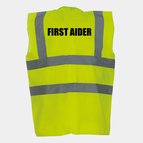 Back Print Only - "FIRST AIDER" Hi Vis Waist Jackets Thumbnail