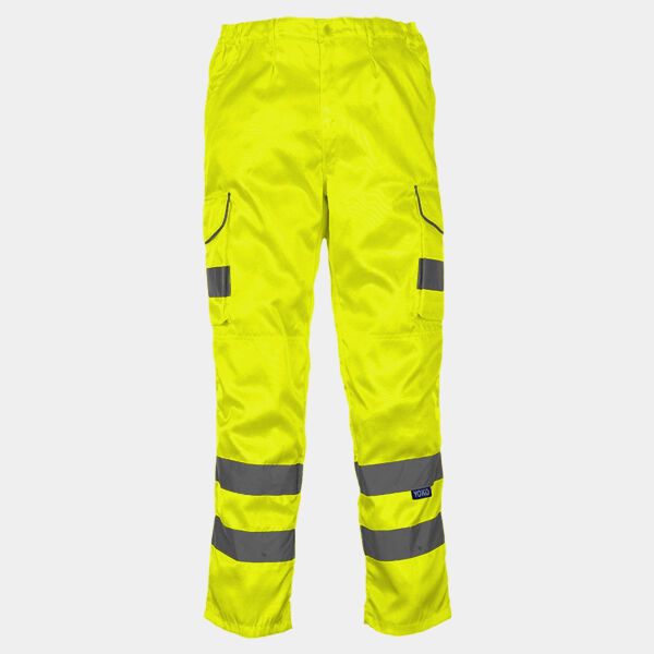 Plain - Yoko Hi-Vis Cargo Trousers with Knee Pad Pockets Thumbnail